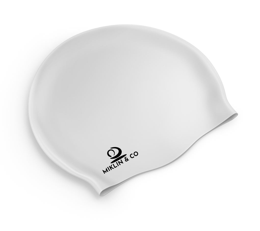 White Seamless Silicone Swim Cap - LARGE