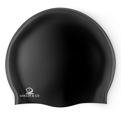 LARGE Black Silicone Swim Cap