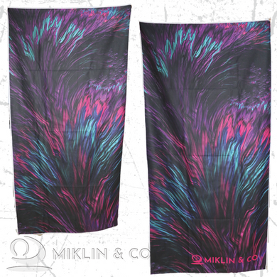 Sand Free Beach Towel - Black and purple abstract