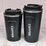 Black Insulated Coffee Cup Large - Stainless Steel